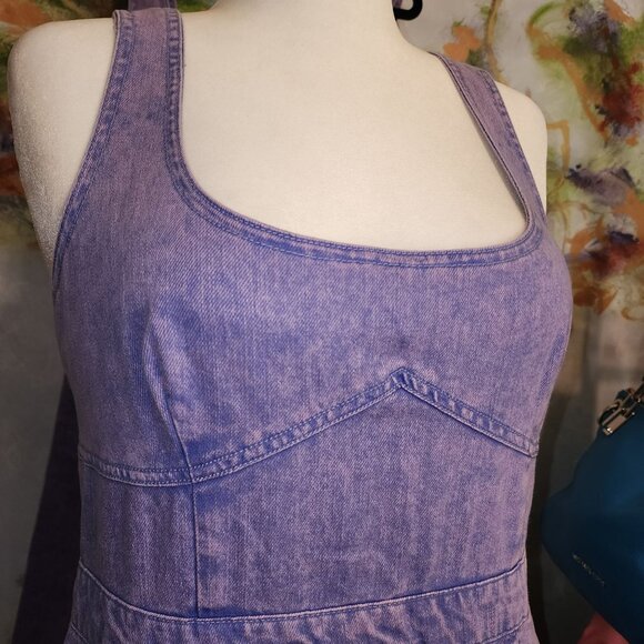 NWT Pink Washed Denim Corset Bust Midi Dress - Picture 4 of 9